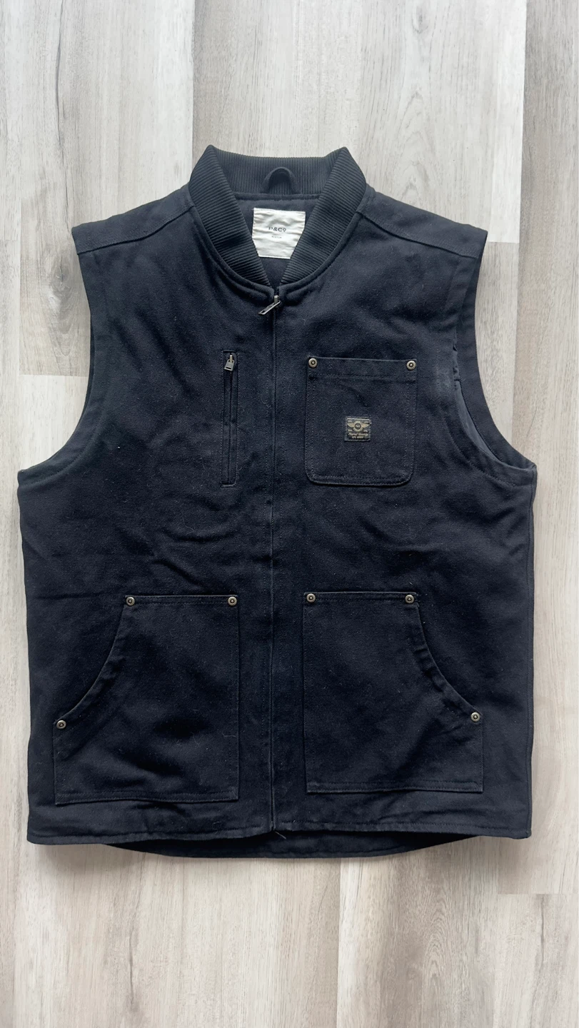 P&Co Black Sleeveless Work Vest Size Medium