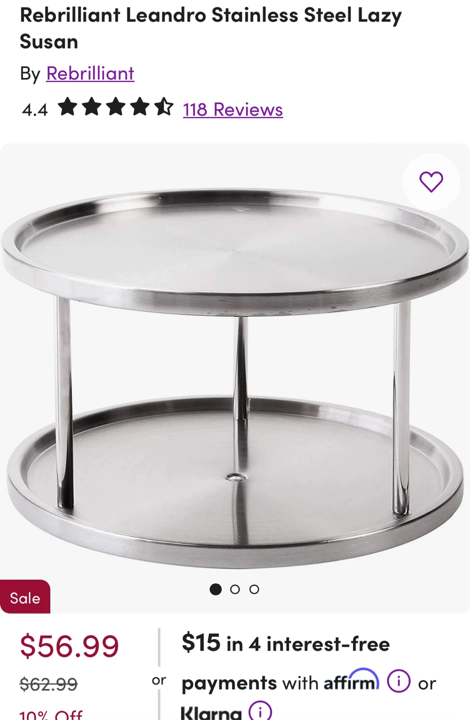 Rebrilliant Leandro Stainless Steel Lazy Susan - photo 2