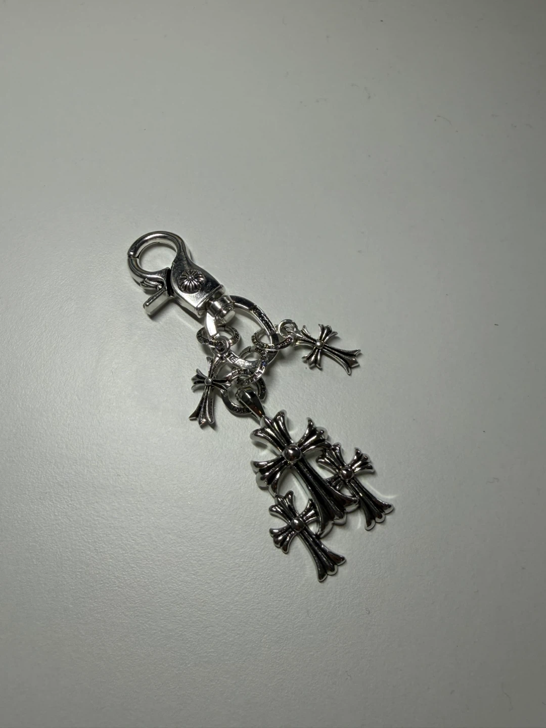 Chrome Hearts Style Silver Cross Keychain