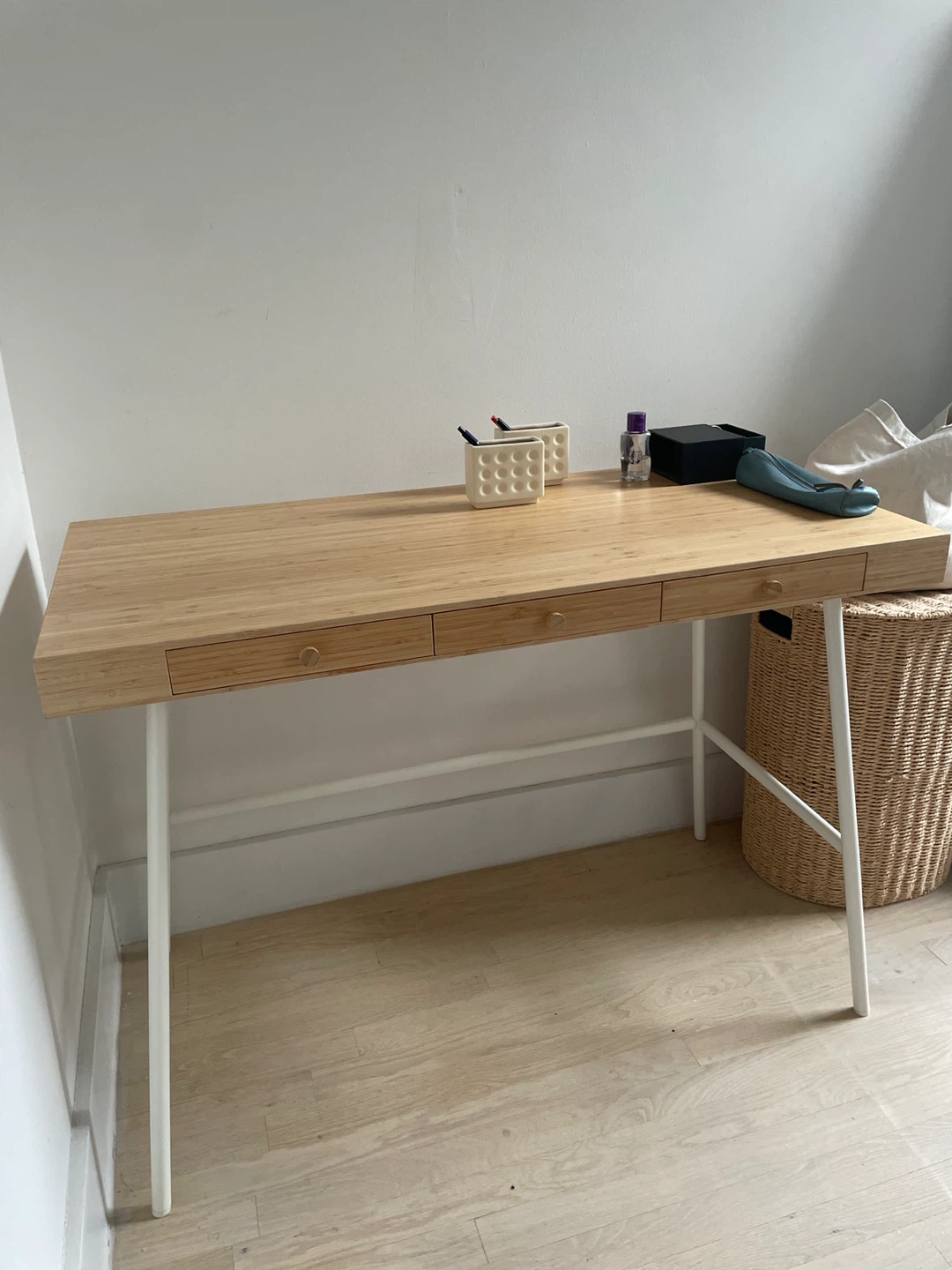 Wooden Desk with White Legs