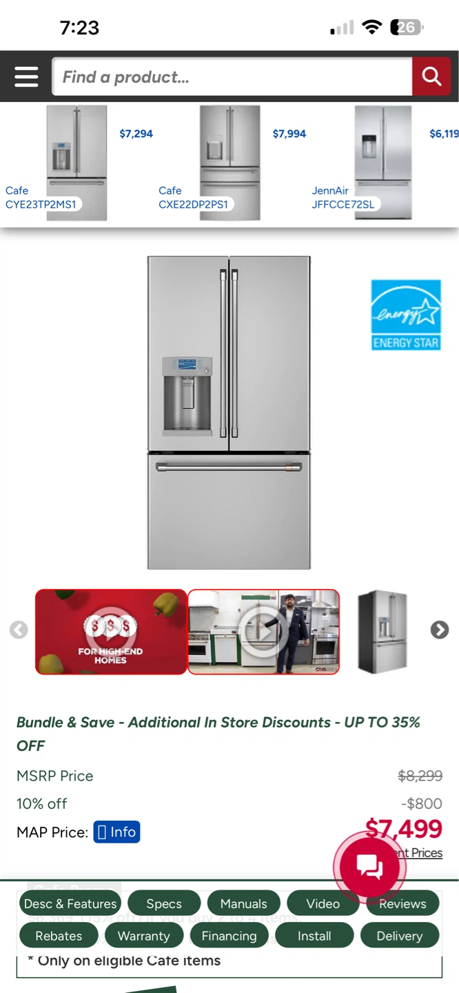 Cafe Stainless Steel French Door Refrigerator - photo 2