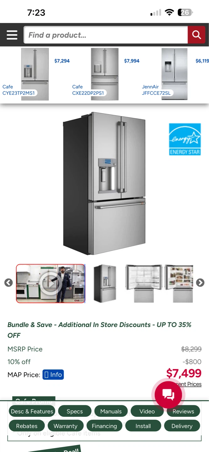 Cafe Stainless Steel French Door Refrigerator