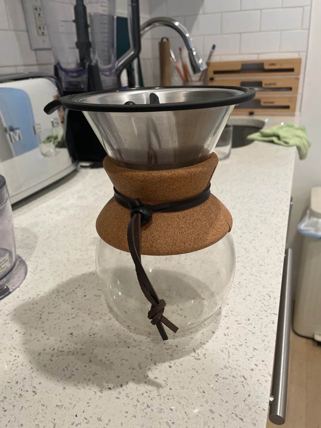 Glass Pour Over Coffee Maker with Cork Collar