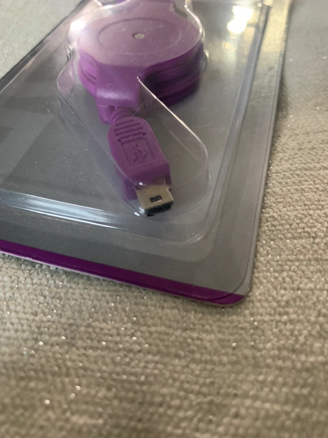 ONN Retractable USB to Mini USB Cable - Purple - photo 2