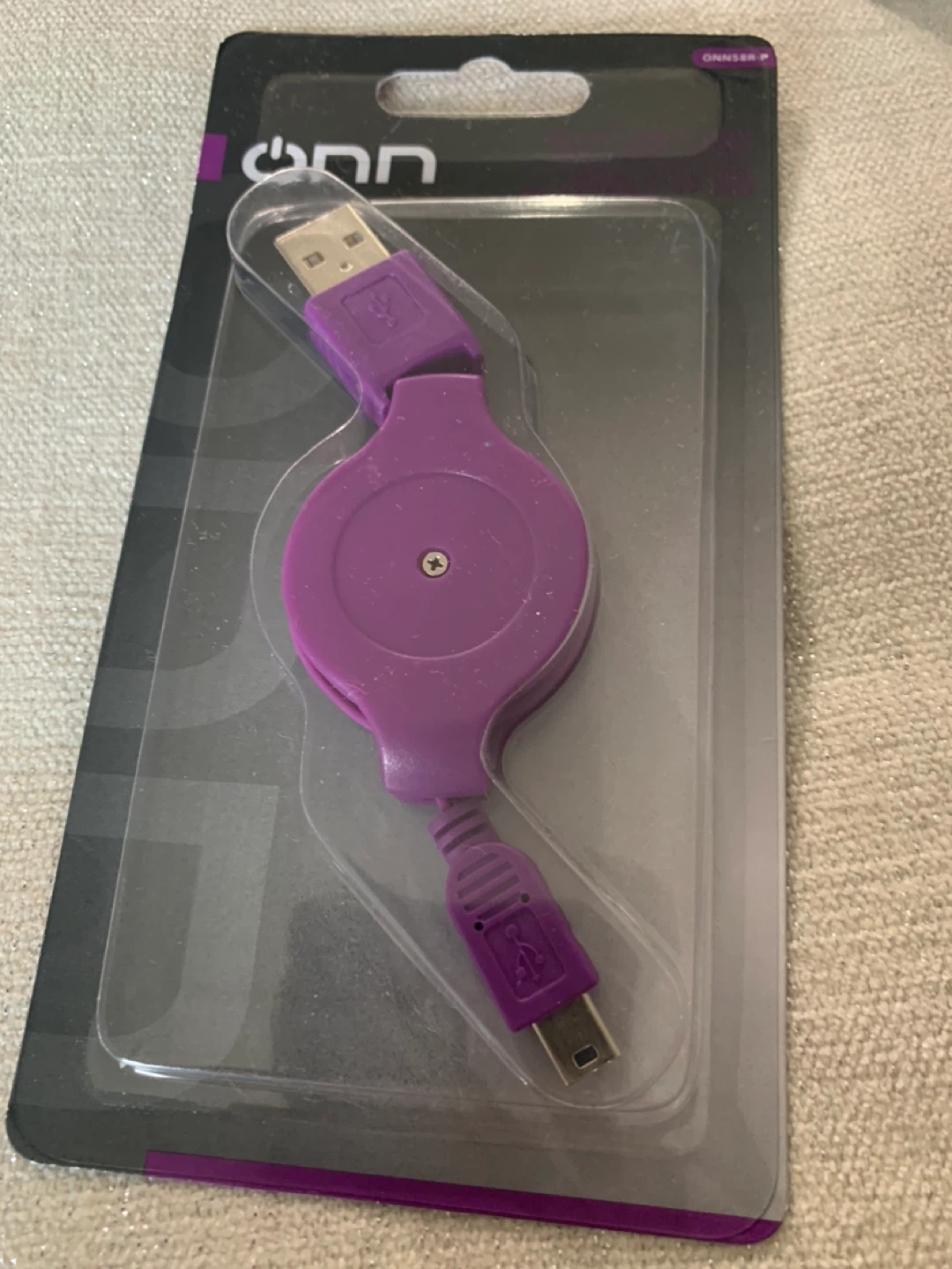 ONN Retractable USB to Mini USB Cable - Purple - photo 4