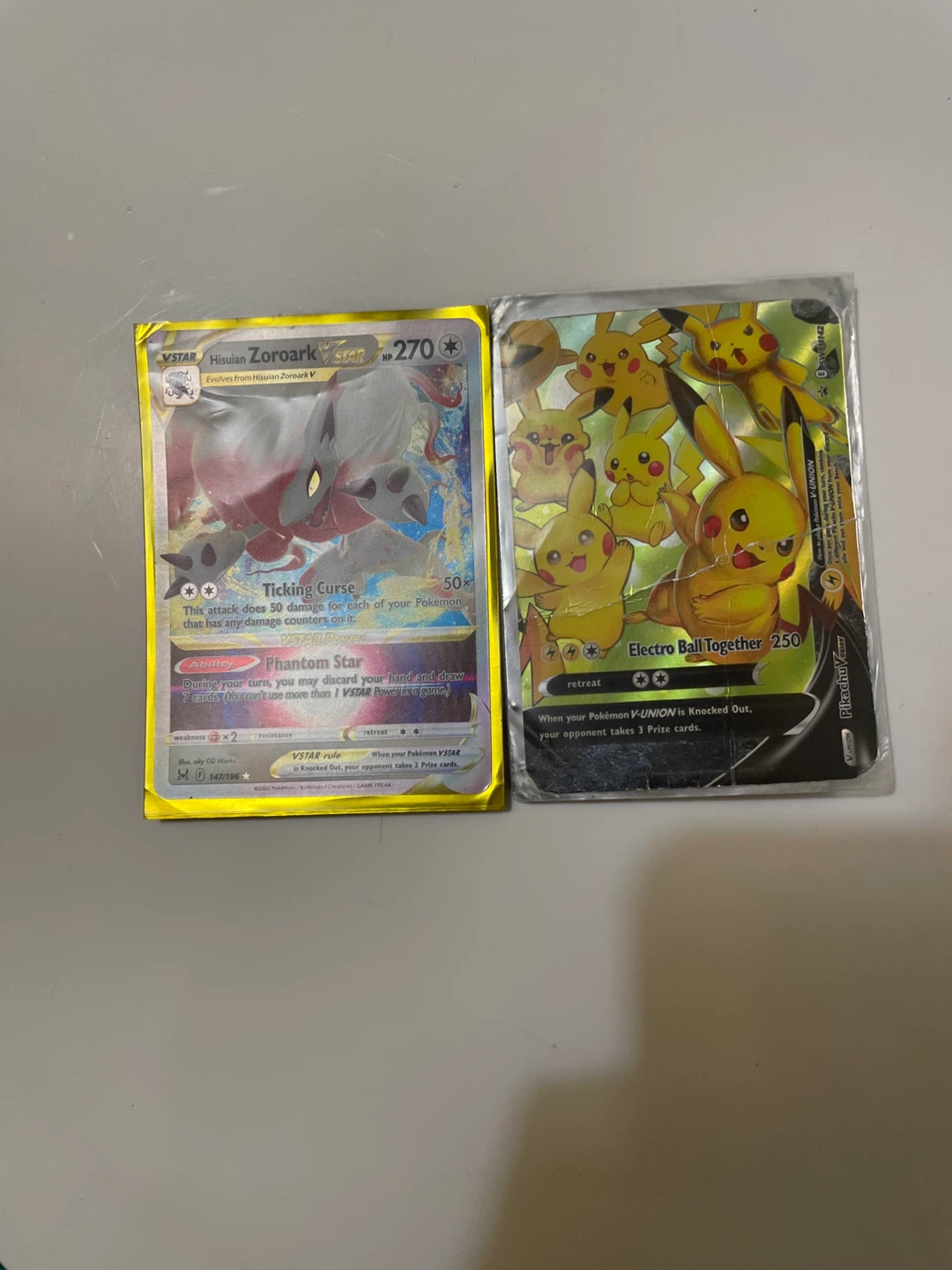 Pokemon Cards: Hisuian Zoroark VSTAR and Pikachu V-UNION