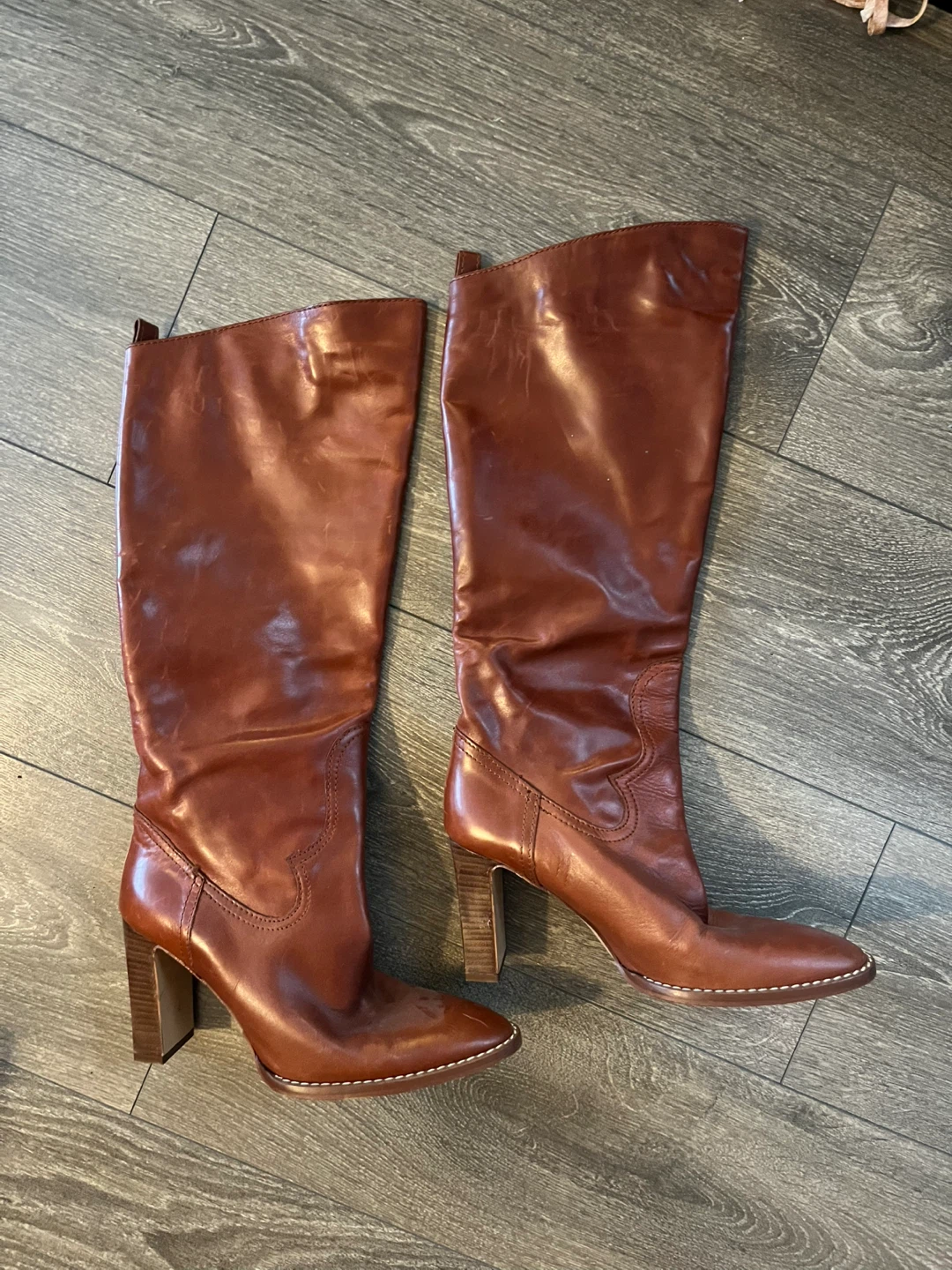Brown Leather Knee-High Boots