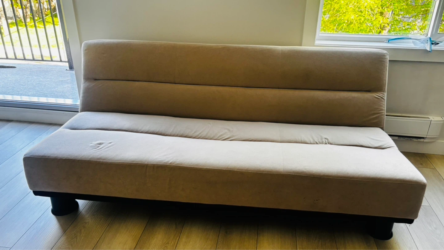 Beige Futon Sofa Bed - photo 5