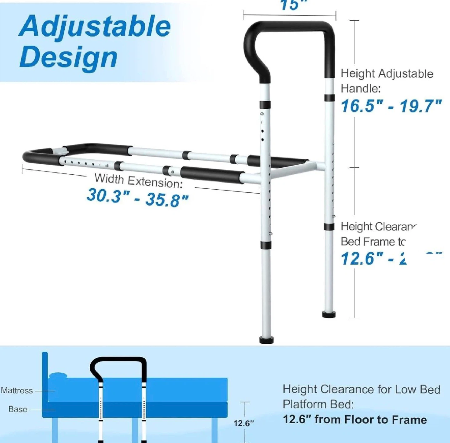 Bed Rails for Elderly - Adjustable, 350 Lbs - photo 2