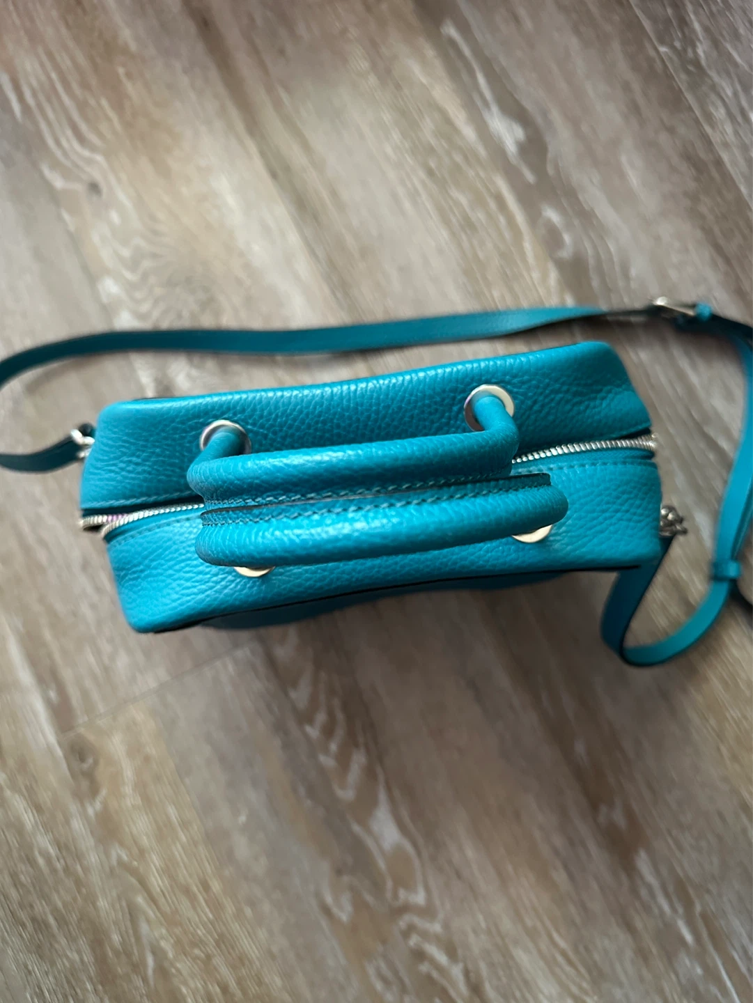 Michino Paris Teal Leather Top Handle Bag - photo 3