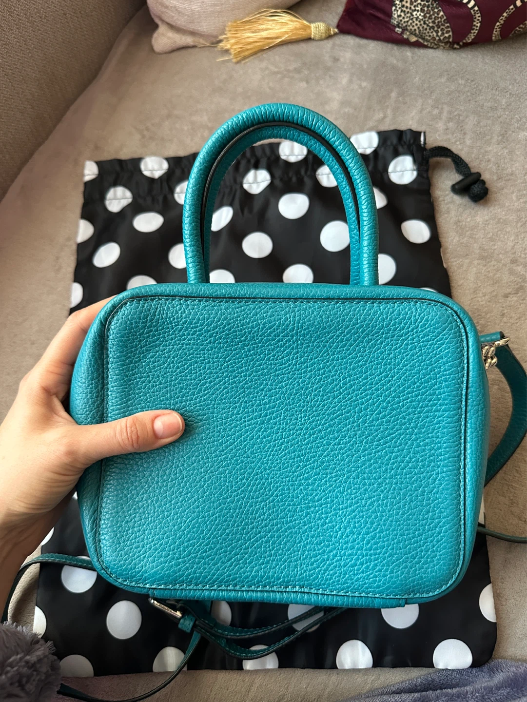 Michino Paris Teal Leather Top Handle Bag