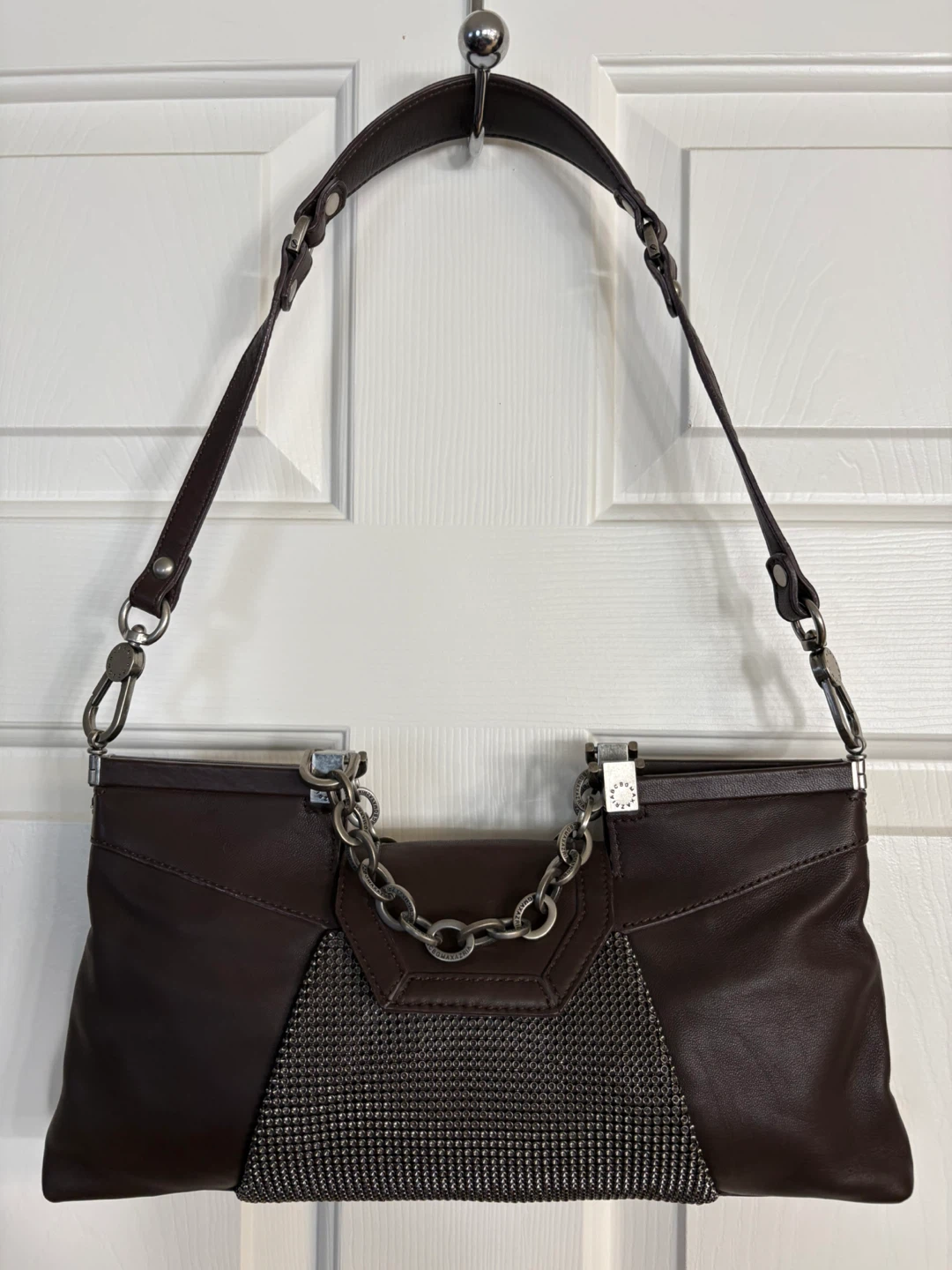 BCBGMAXAZRIA Brown Leather Chain Shoulder Bag