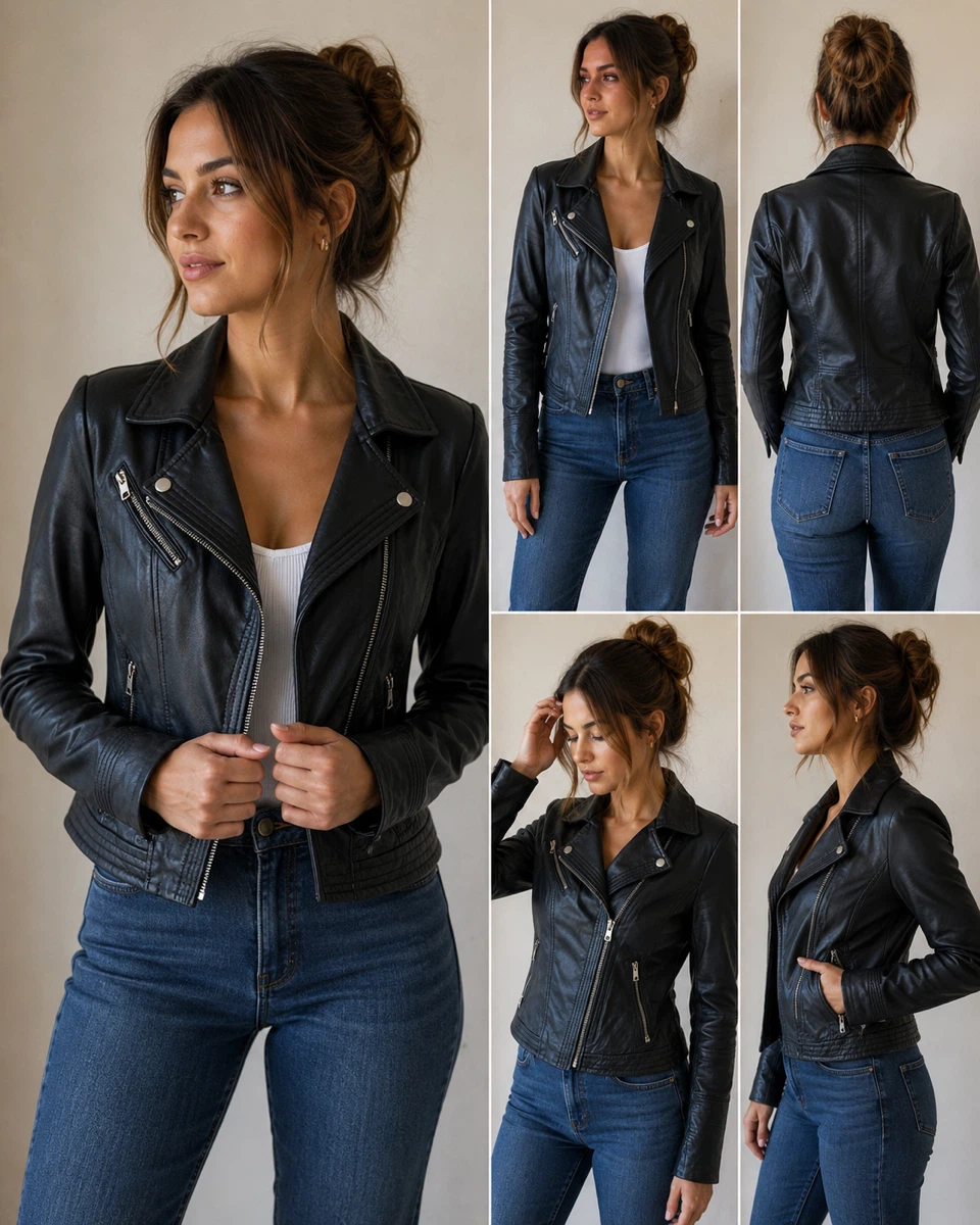 Leather  moto black jacket MK. Sizes