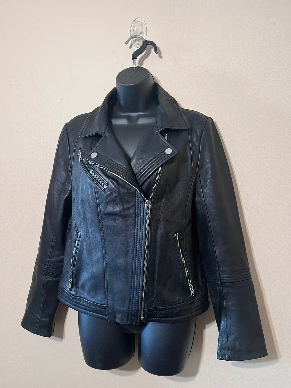 Leather  moto black jacket MK. Sizes - photo 2