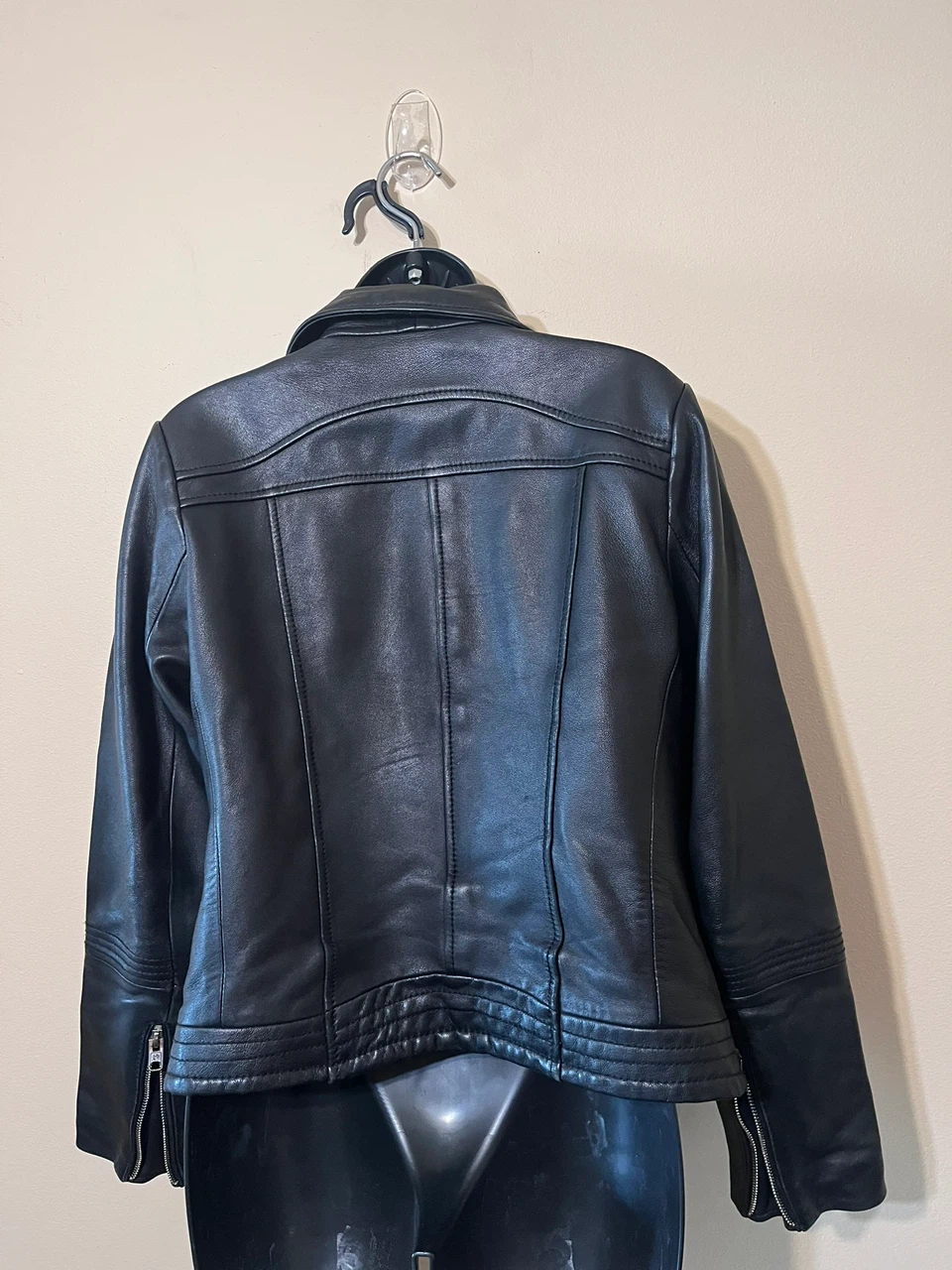 Leather  moto black jacket MK. Sizes - photo 3