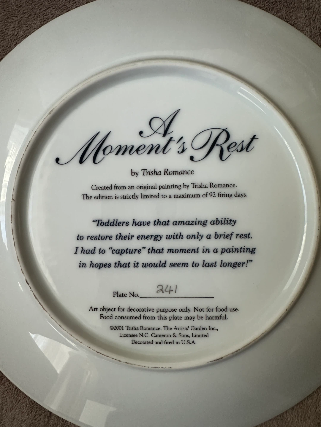 A Moment's Rest Decorative Plate by Trisha Romance - photo 4