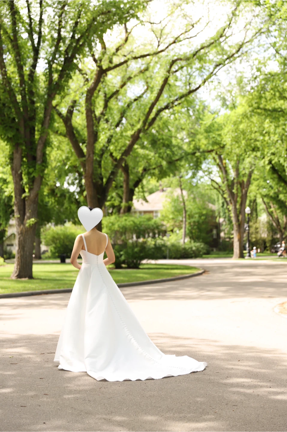 White Satin A-line Wedding Dress with Train