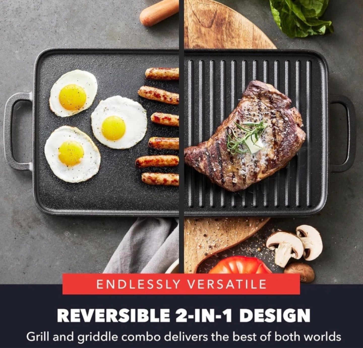 New BF Greenpan Reversible Cast Iron BBQ Barbecue Grill Griddle - photo 2
