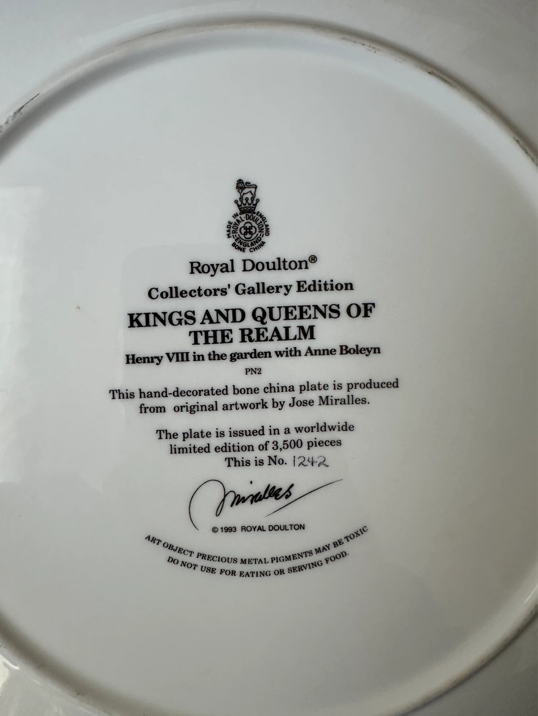 Vintage Royal Doulton Collectors Gallery Edition Plate - photo 3