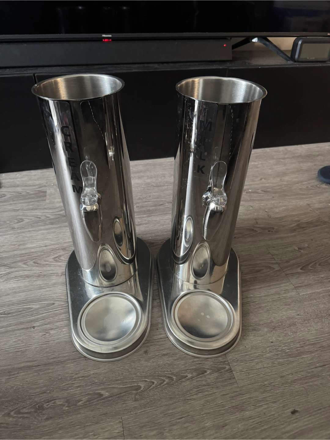 Pair of Stainless Steel Beverage Dispensers