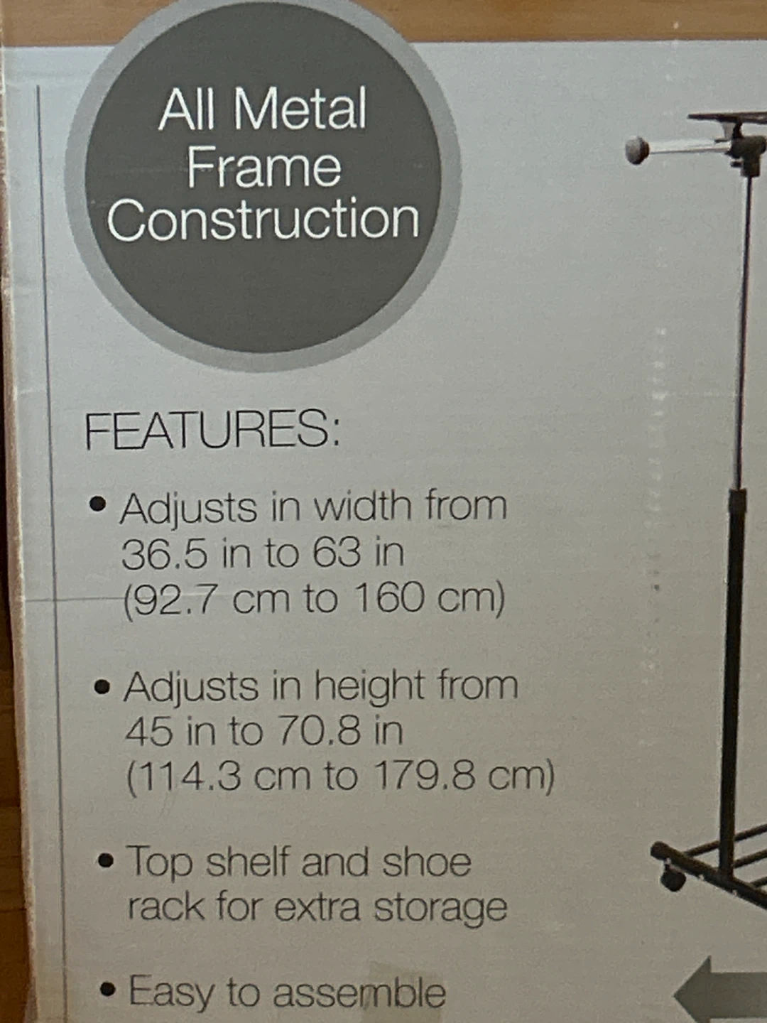 Portable & Adjustable Garment Rack with Shelf & Shoe Rack - photo 4