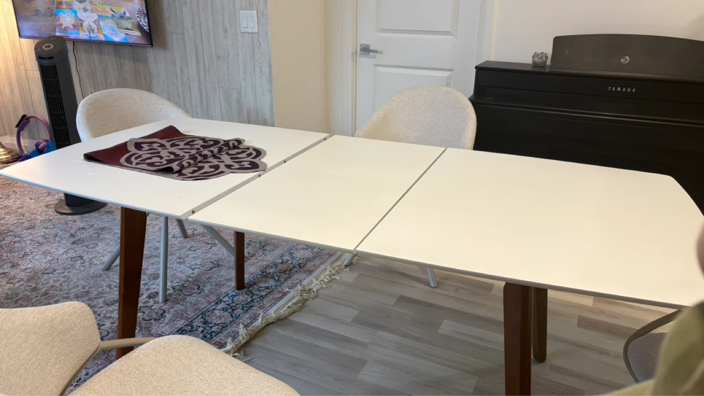 White Extendable Dining Table - photo 4