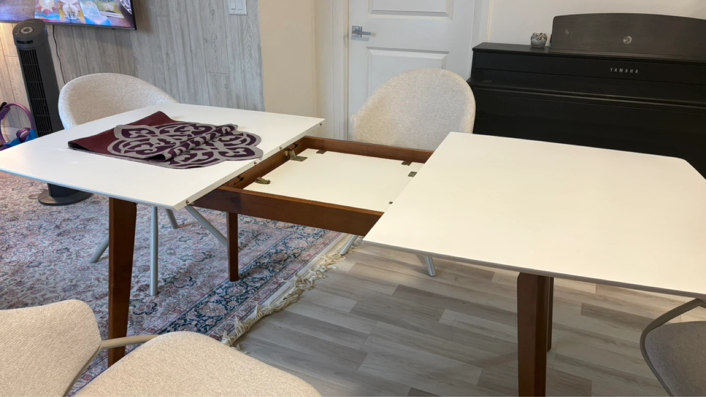 White Extendable Dining Table - photo 2