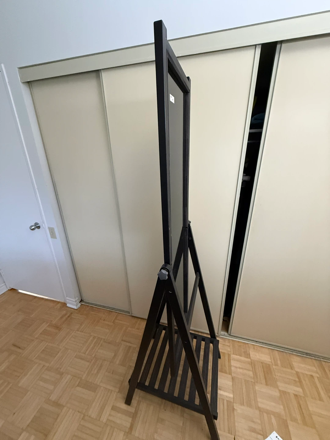 IKEA ISFJorden Black Standing Mirror with Storage - photo 3