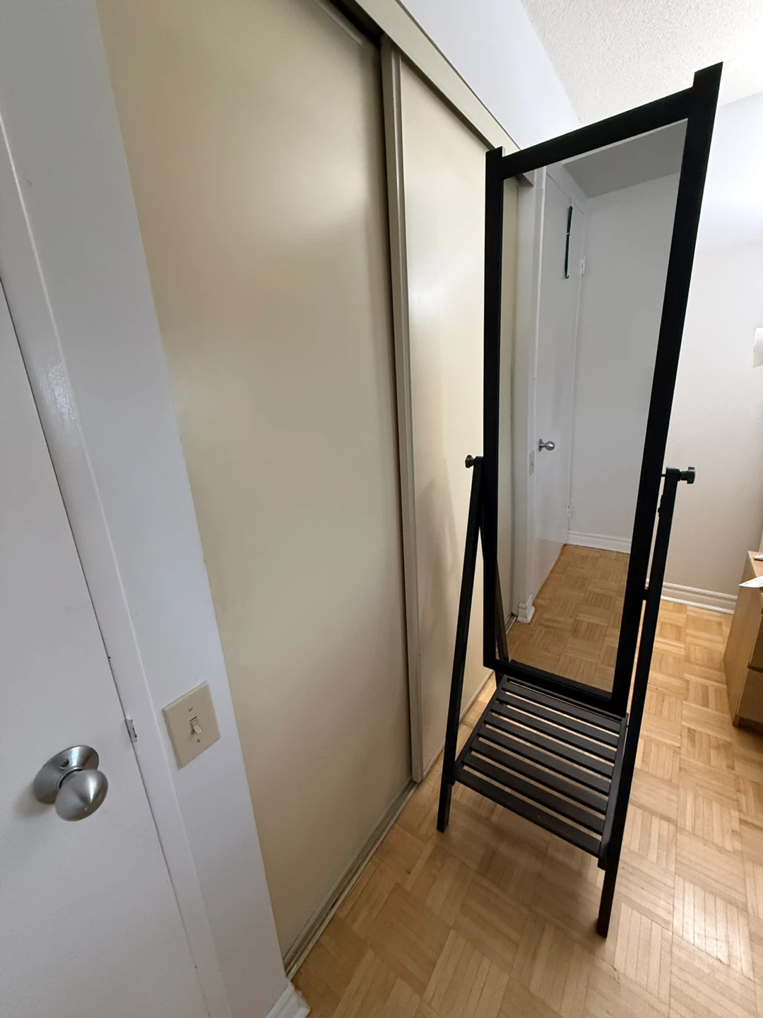 IKEA ISFJorden Black Standing Mirror with Storage - photo 2