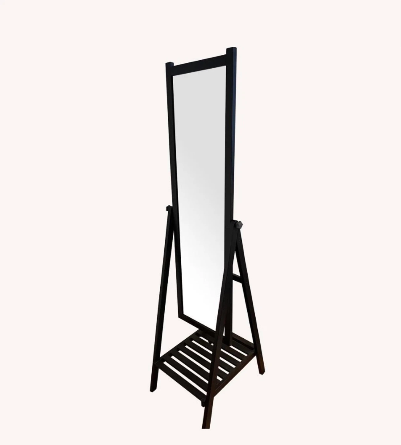 IKEA ISFJorden Black Standing Mirror with Storage
