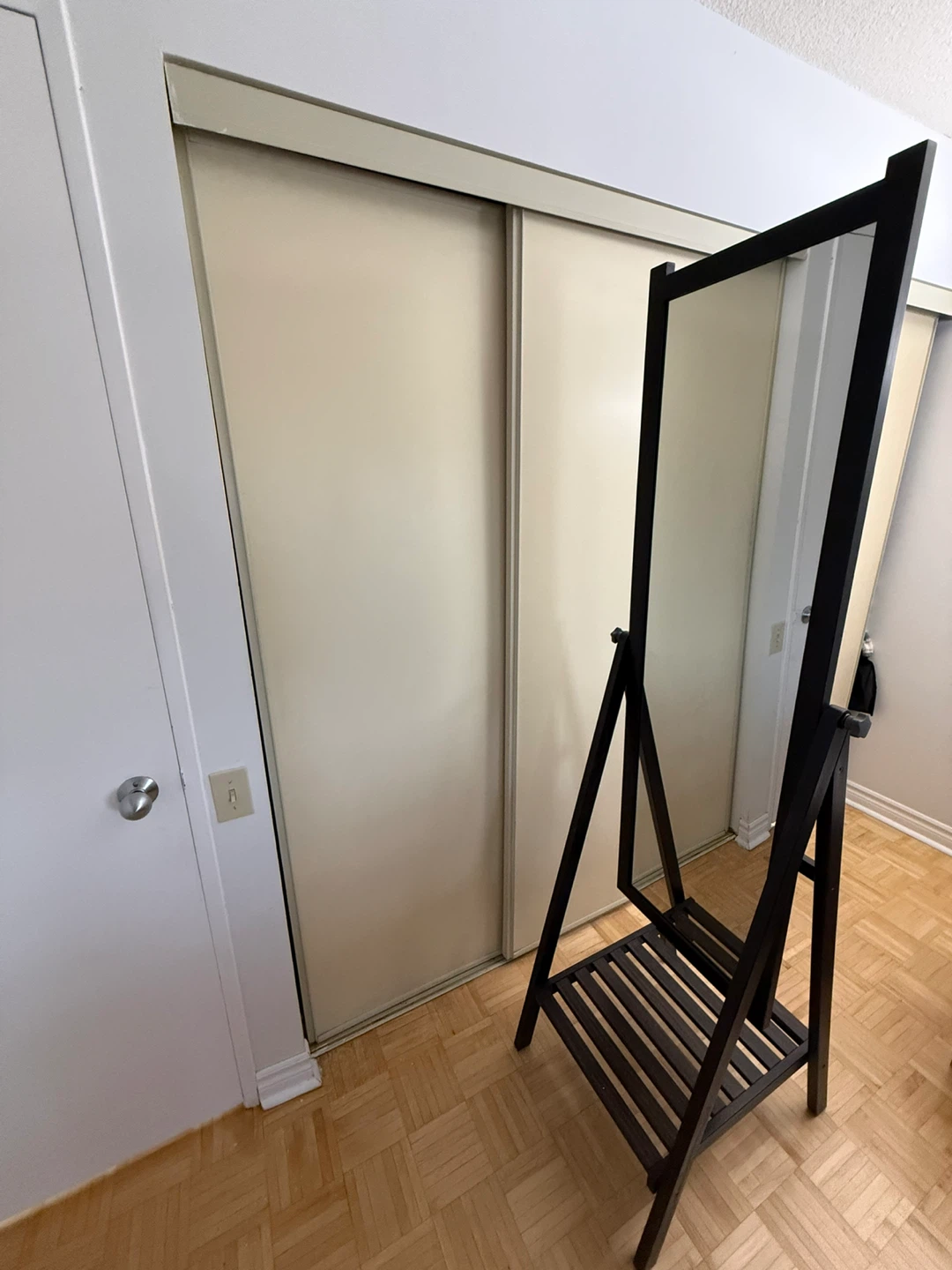IKEA ISFJorden Black Standing Mirror with Storage - photo 4