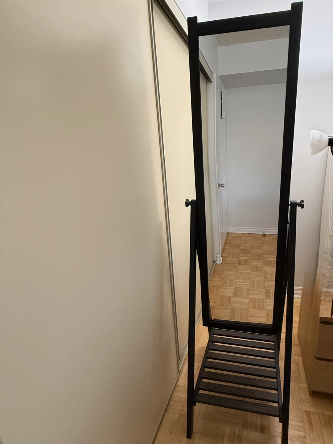 IKEA ISFJorden Black Standing Mirror with Storage - photo 5