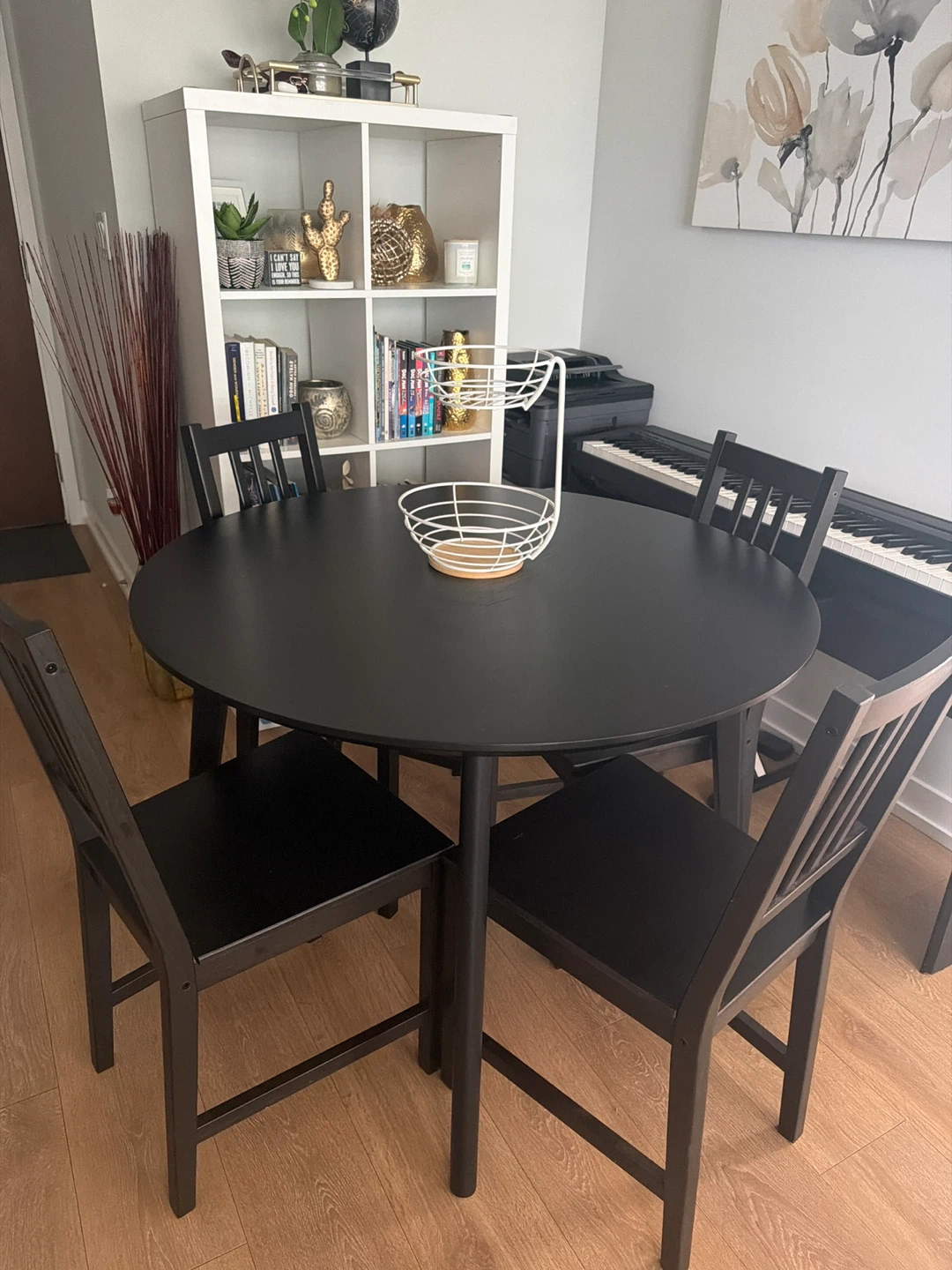 Black Round Dining Table with 4 Chairs - photo 2