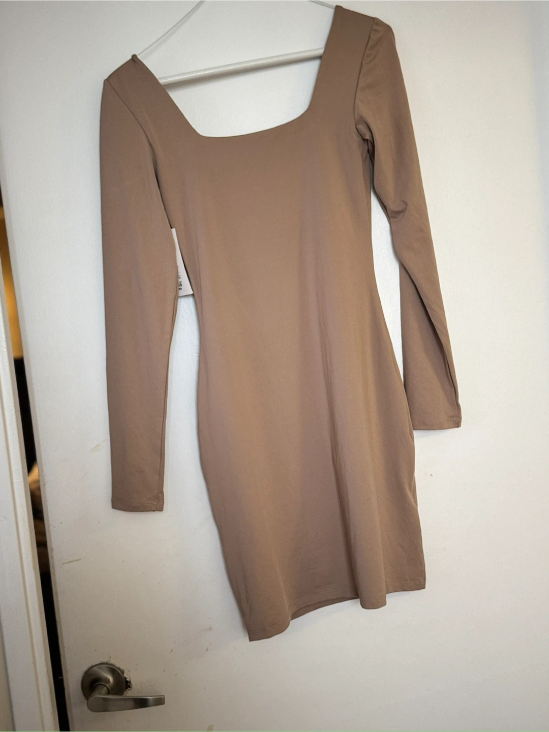 Brown Long Sleeve Mini Dress