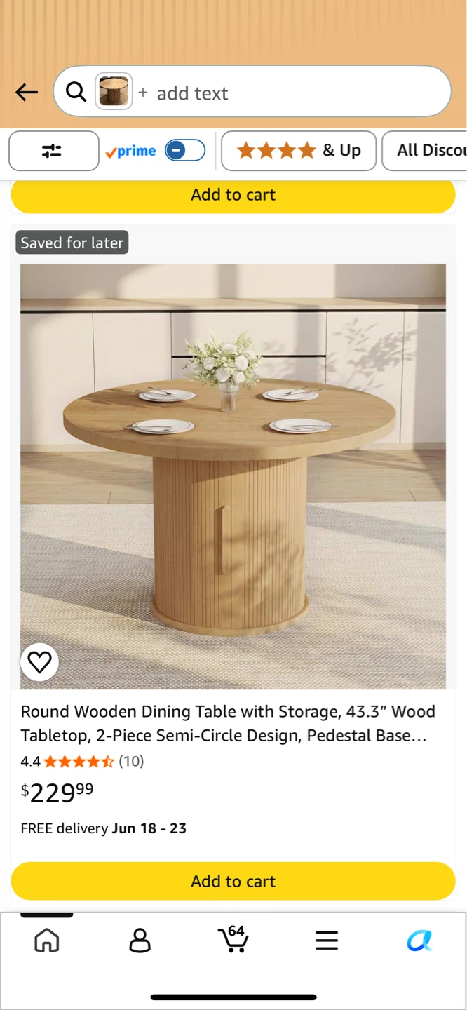 Round Wooden Dining Table with Storage