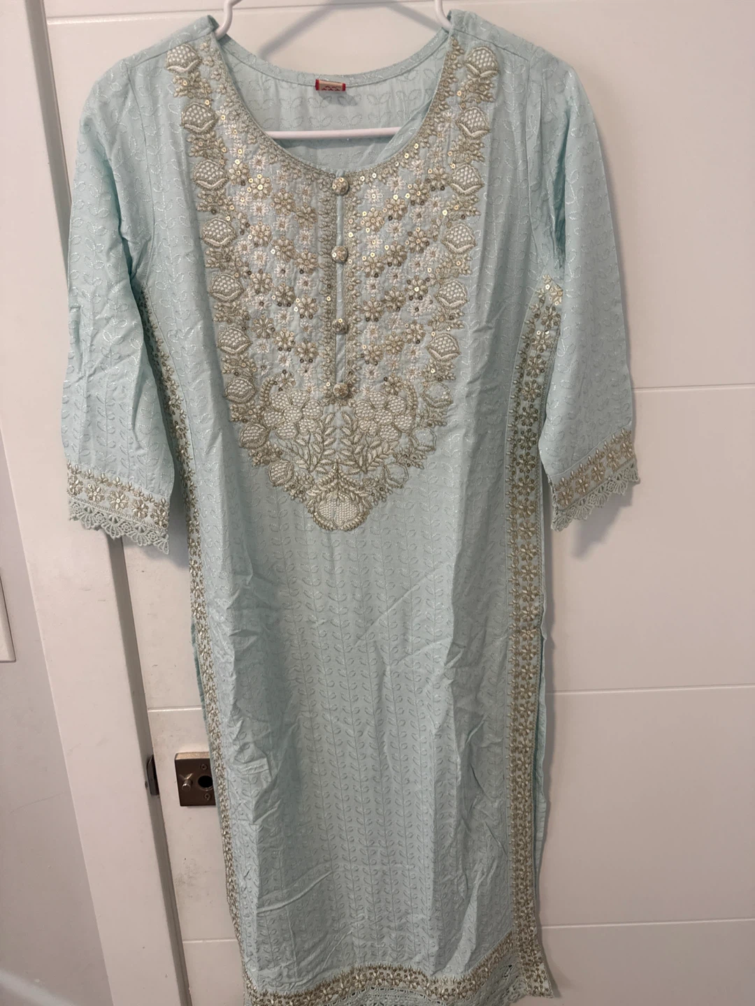 Light Blue Embroidered Kurti Set