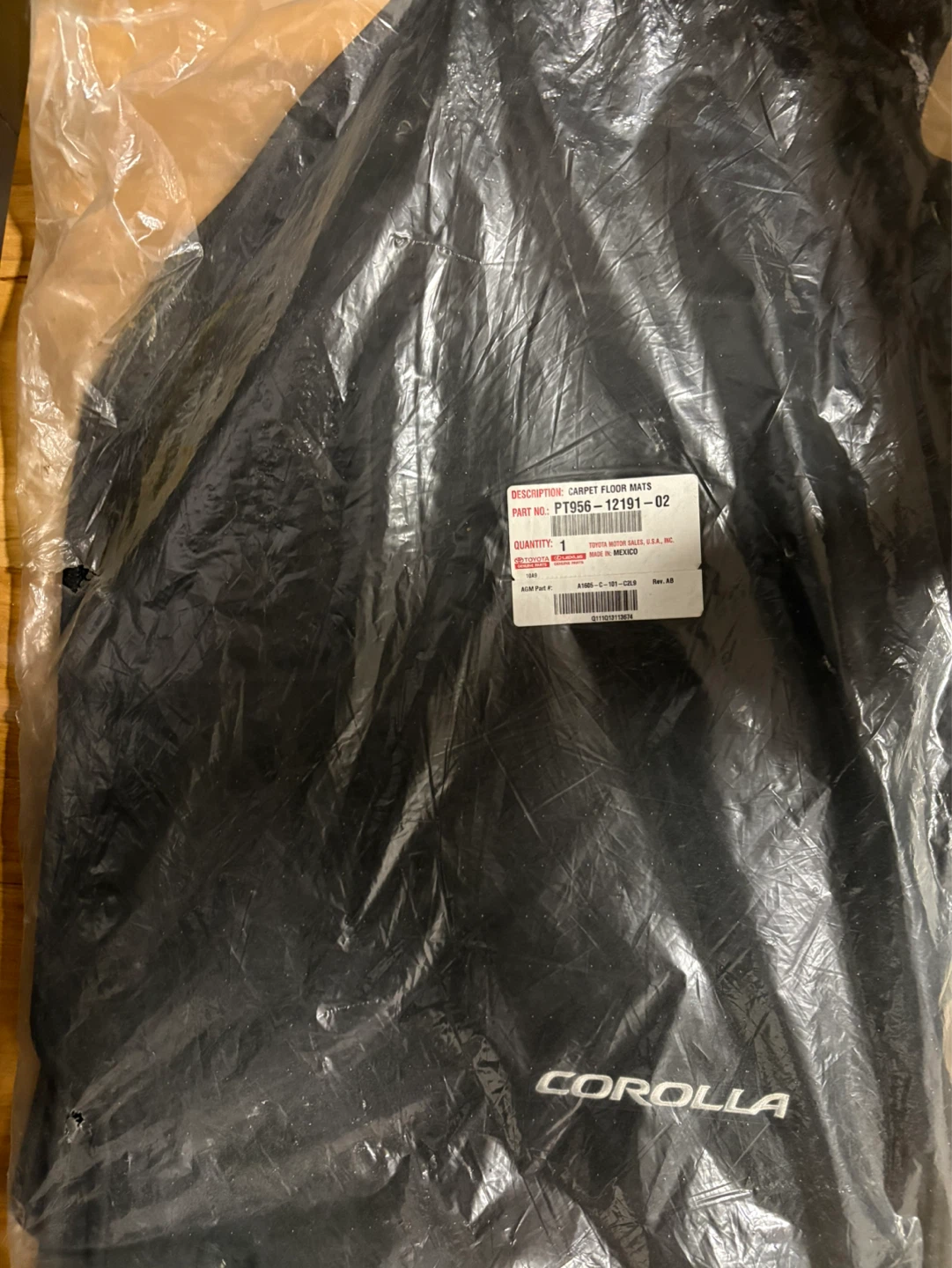 Toyota Corolla Carpet Floor Mats PT956-12191-02