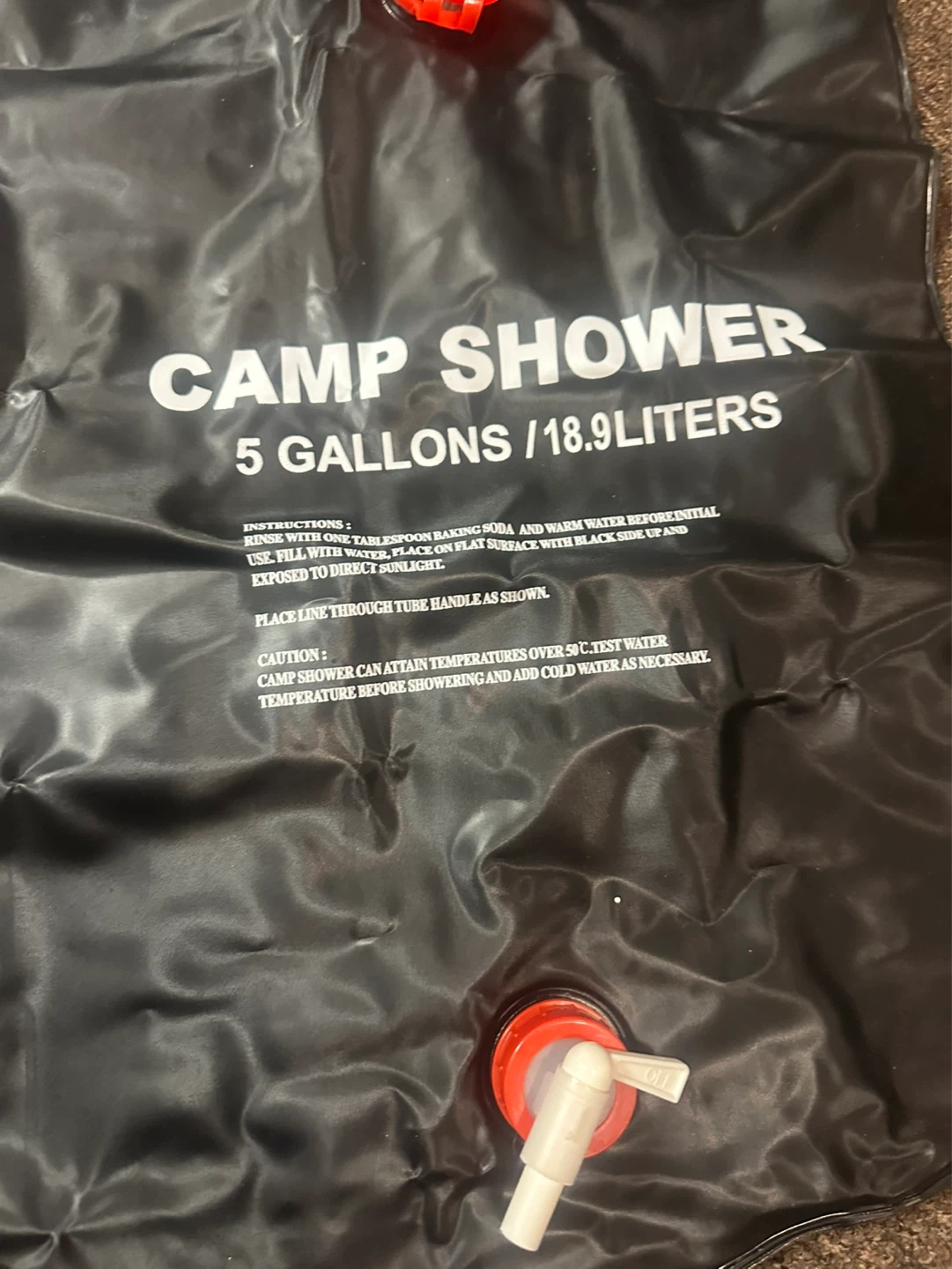 Camp Shower 5 Gallon Portable Solar Heated Water Bag - photo 2