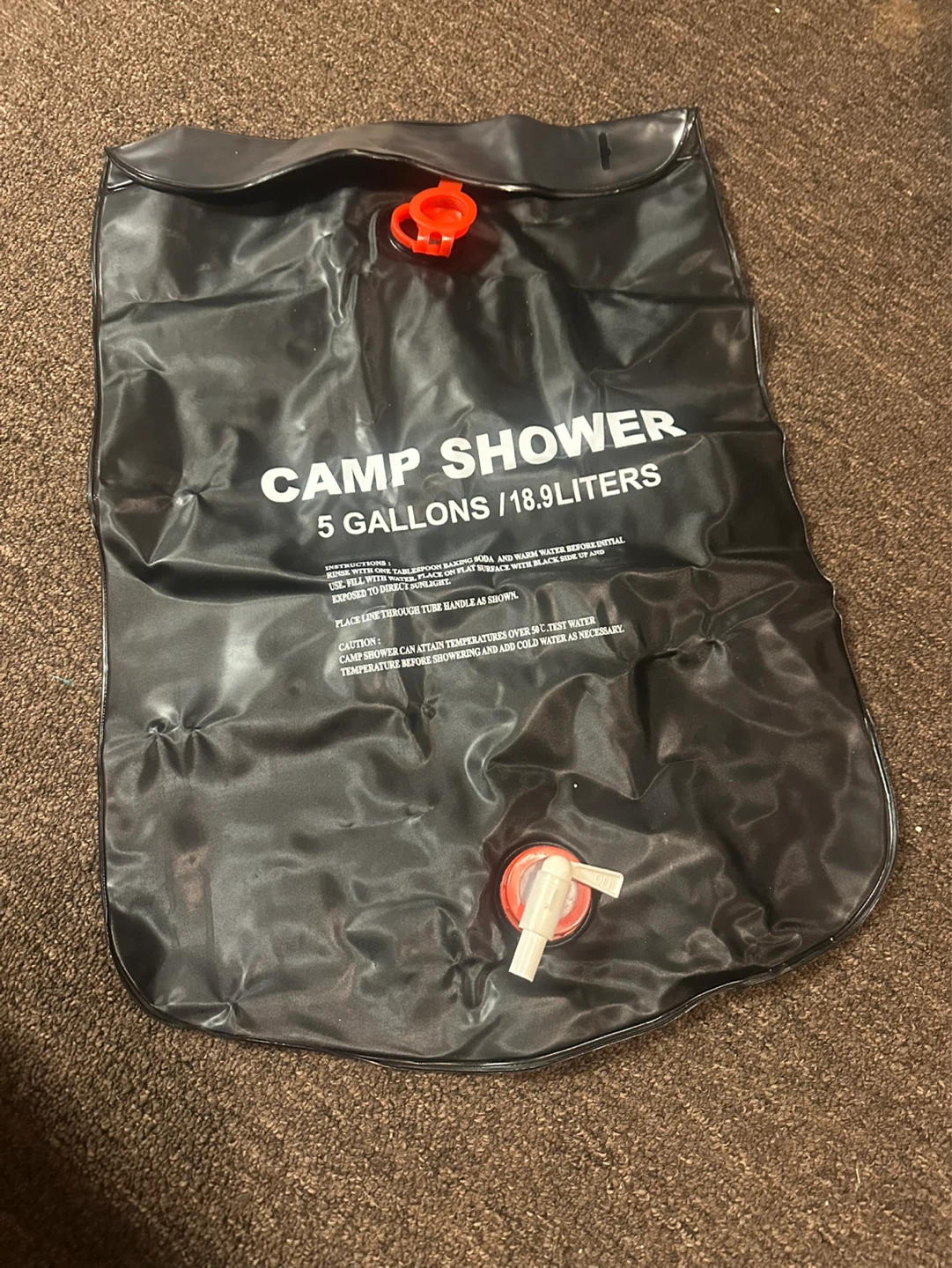 Camp Shower 5 Gallon Portable Solar Heated Water Bag