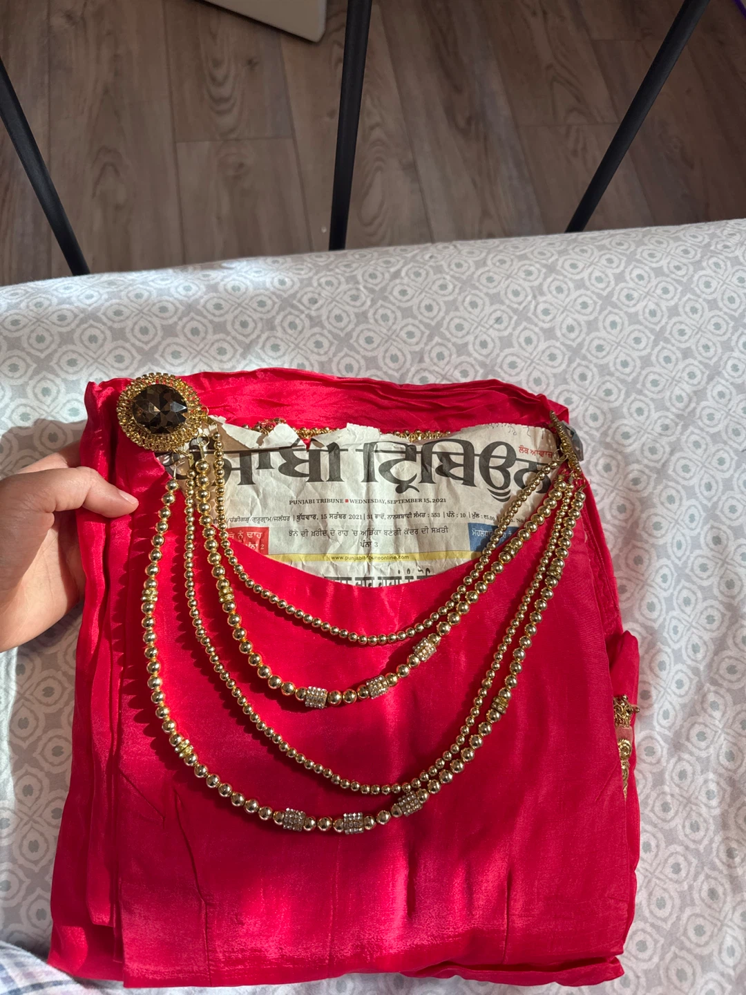 Red Kameez with Gold Embellishments