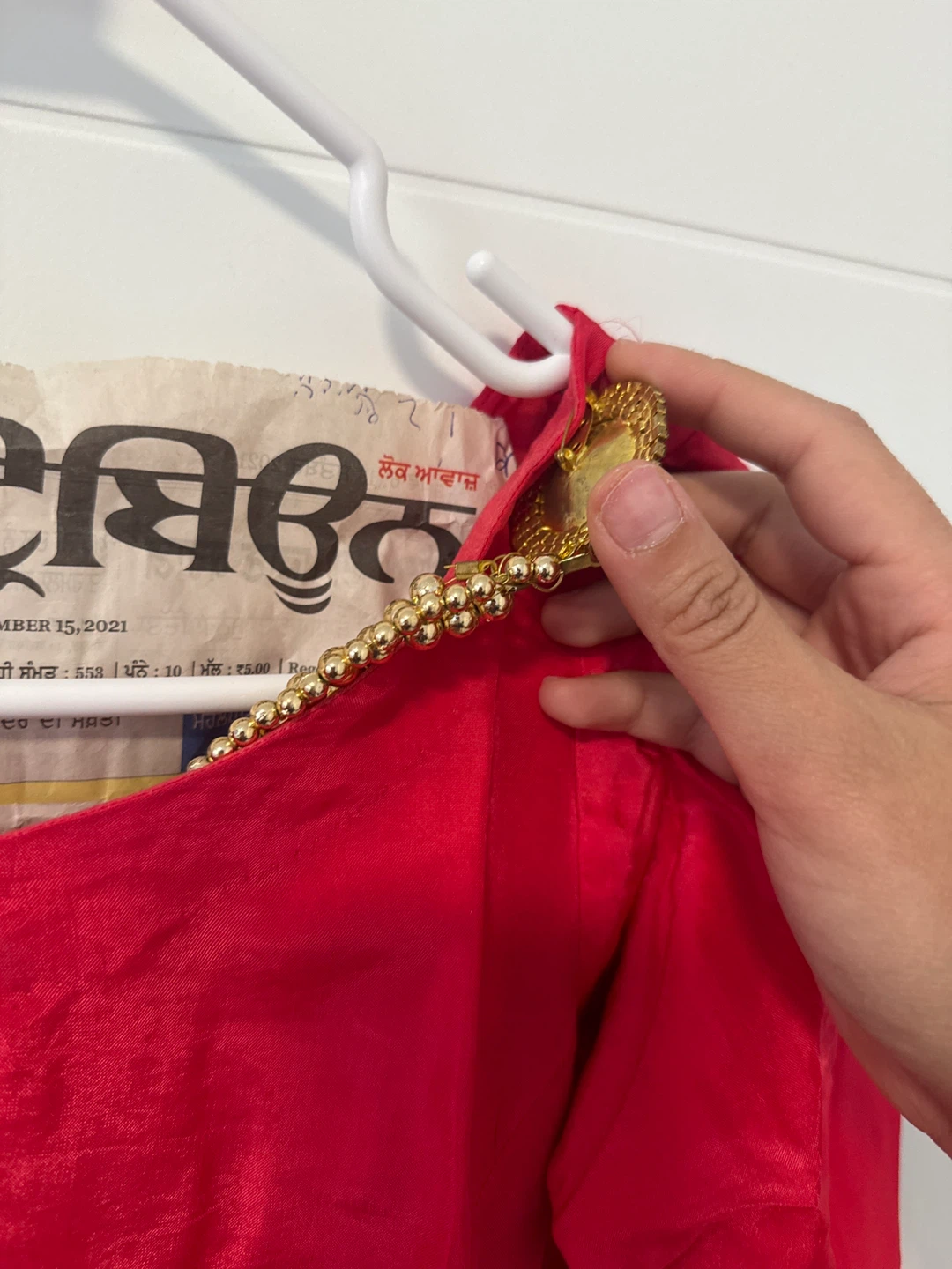 Red Kameez with Gold Embellishments - photo 3