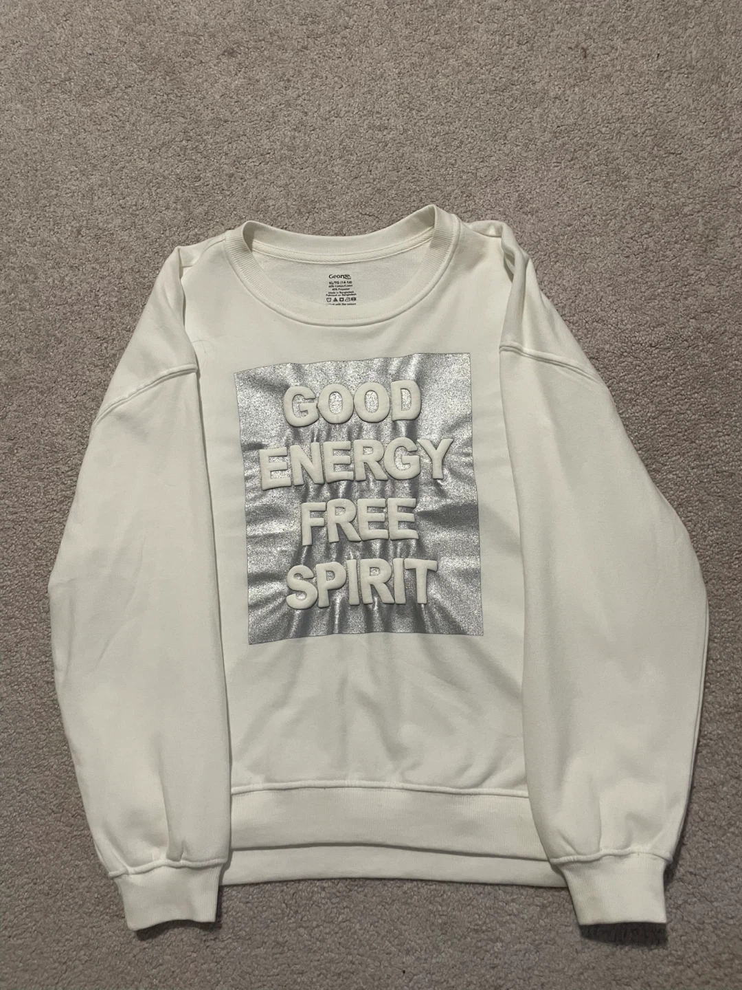 White "Good Energy Free Spirit" Sweatshirt. Youth XL (14-16y) - photo 3
