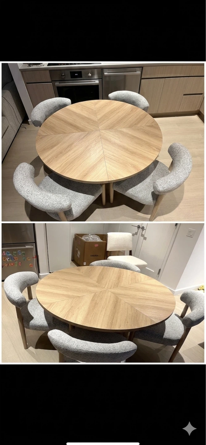 Round Wooden Dining Table with Storage - 43.3" Wood Tabletop - photo 4