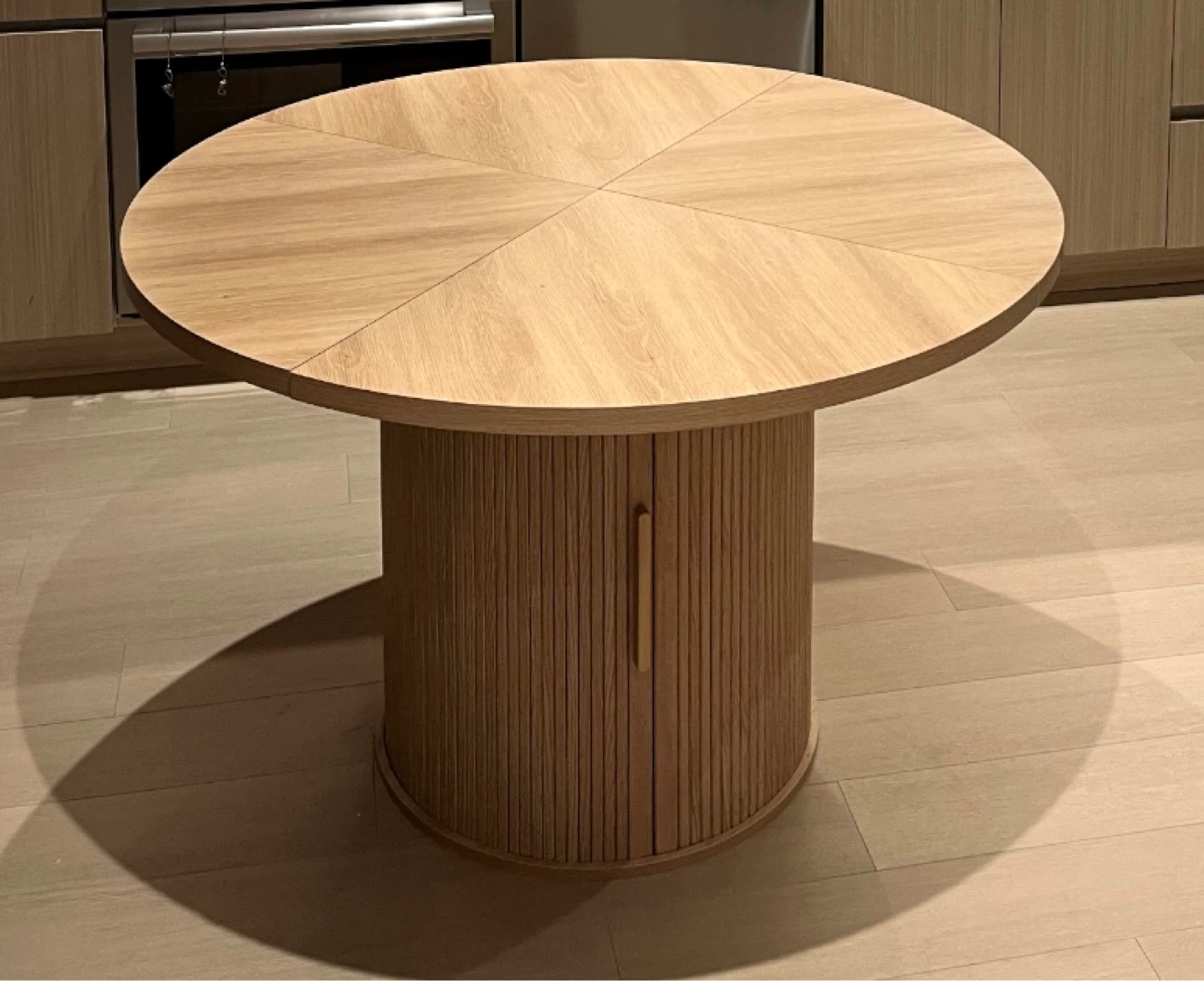 Round Wooden Dining Table with Storage - 43.3" Wood Tabletop - photo 3
