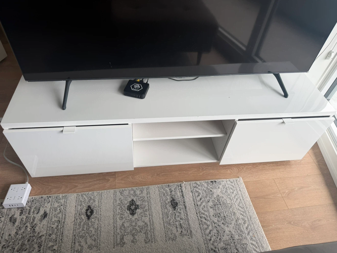 White TV Stand with Storage