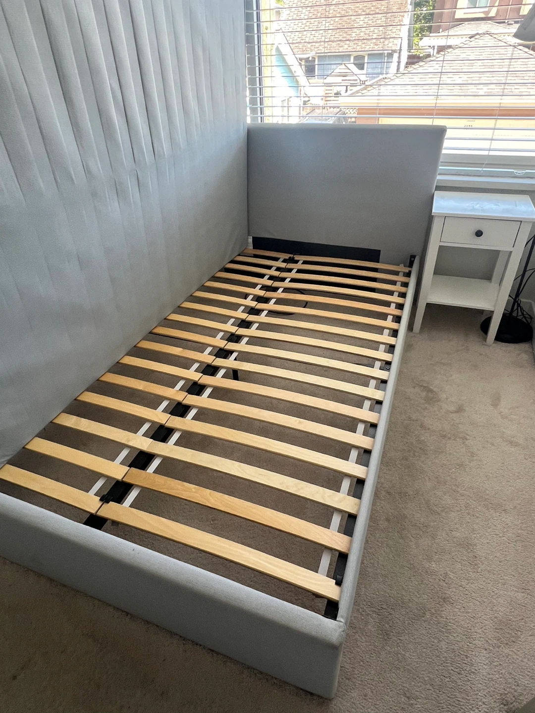 Grey Upholstered Bed Frame with Mattress - photo 3