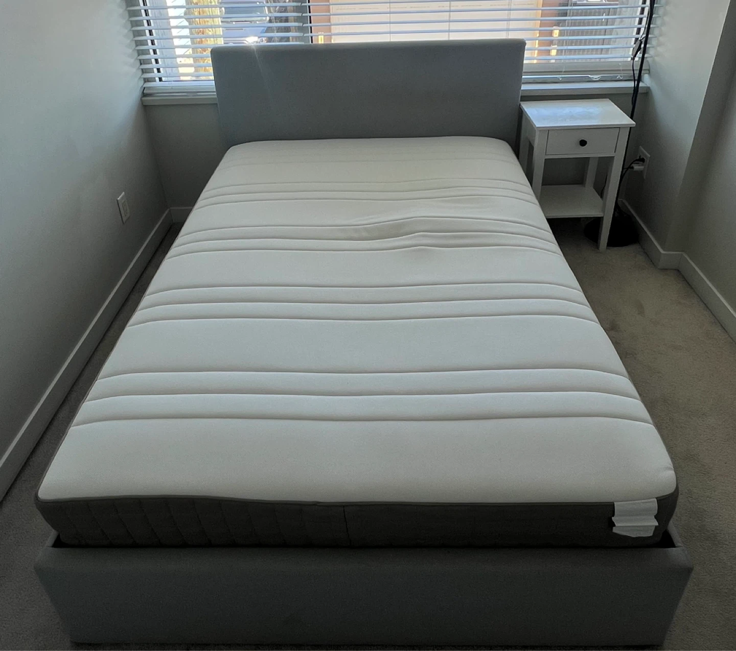 Grey Upholstered Bed Frame with Mattress - photo 2