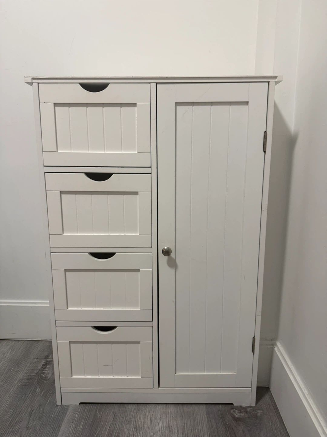 White Storage Cabinet with Drawers
