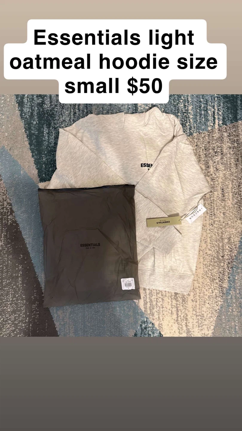 Essentials Light Oatmeal Hoodie - Size Small