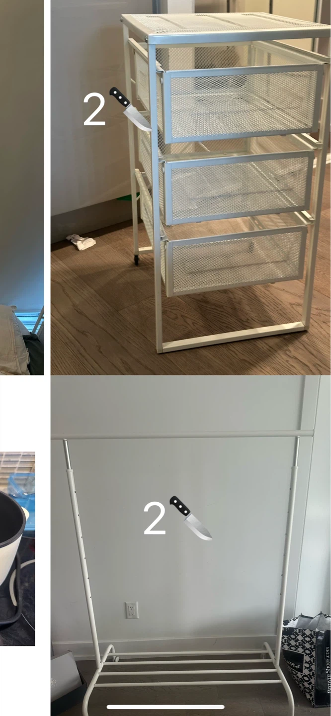 White Metal Rolling Storage Cart with Drawers